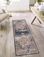 Dark Blue 2' 7 x 10' Chateau Runner Area Rug 85% Polypropylene & 15% Chenille With Cotton Backing Traditional Vintage Distressed Carpet for Classical Interior Design Decorating for Sale at Rug Engine