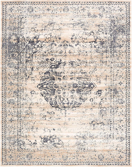 Dark Blue 7' 10 x 10' Chateau Rectangle Area Rug 85% Polypropylene & 15% Chenille With Cotton Backing Traditional Vintage Distressed Carpet for Classical Interior Design Decorating for Sale at Rug Engine