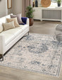 Dark Blue 2' x 3' 1 Chateau Rectangle Area Rug 85% Polypropylene & 15% Chenille With Cotton Backing Traditional Vintage Distressed Carpet for Classical Interior Design Decorating for Sale at Rug Engine