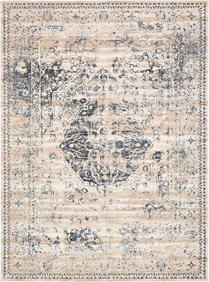 Dark Blue 9' x 12' Chateau Rectangle Area Rug 85% Polypropylene & 15% Chenille With Cotton Backing Traditional Vintage Distressed Carpet for Classical Interior Design Decorating for Sale at Rug Engine
