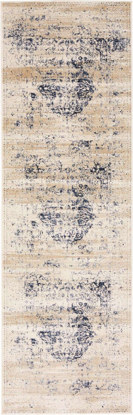 Dark Blue 2' x 6' 9 Chateau Runner Area Rug 85% Polypropylene & 15% Chenille With Cotton Backing Traditional Vintage Distressed Carpet for Classical Interior Design Decorating for Sale at Rug Engine