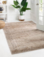 Beige 9' x 12' Chateau Rectangle Area Rug 85% Polypropylene & 15% Chenille With Cotton Backing Traditional Vintage Distressed Carpet for Classical Interior Design Decorating for Sale at Rug Engine