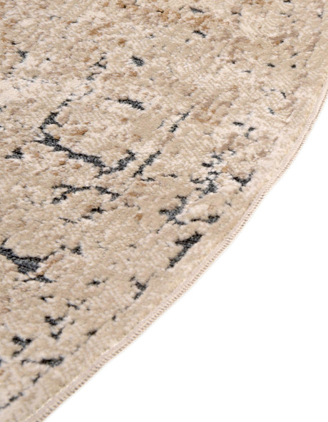 Beige 4' 1 x 4' 1 Chateau Round Area Rug 85% Polypropylene & 15% Chenille With Cotton Backing Traditional Vintage Distressed Carpet for Classical Interior Design Decorating for Sale at Rug Engine