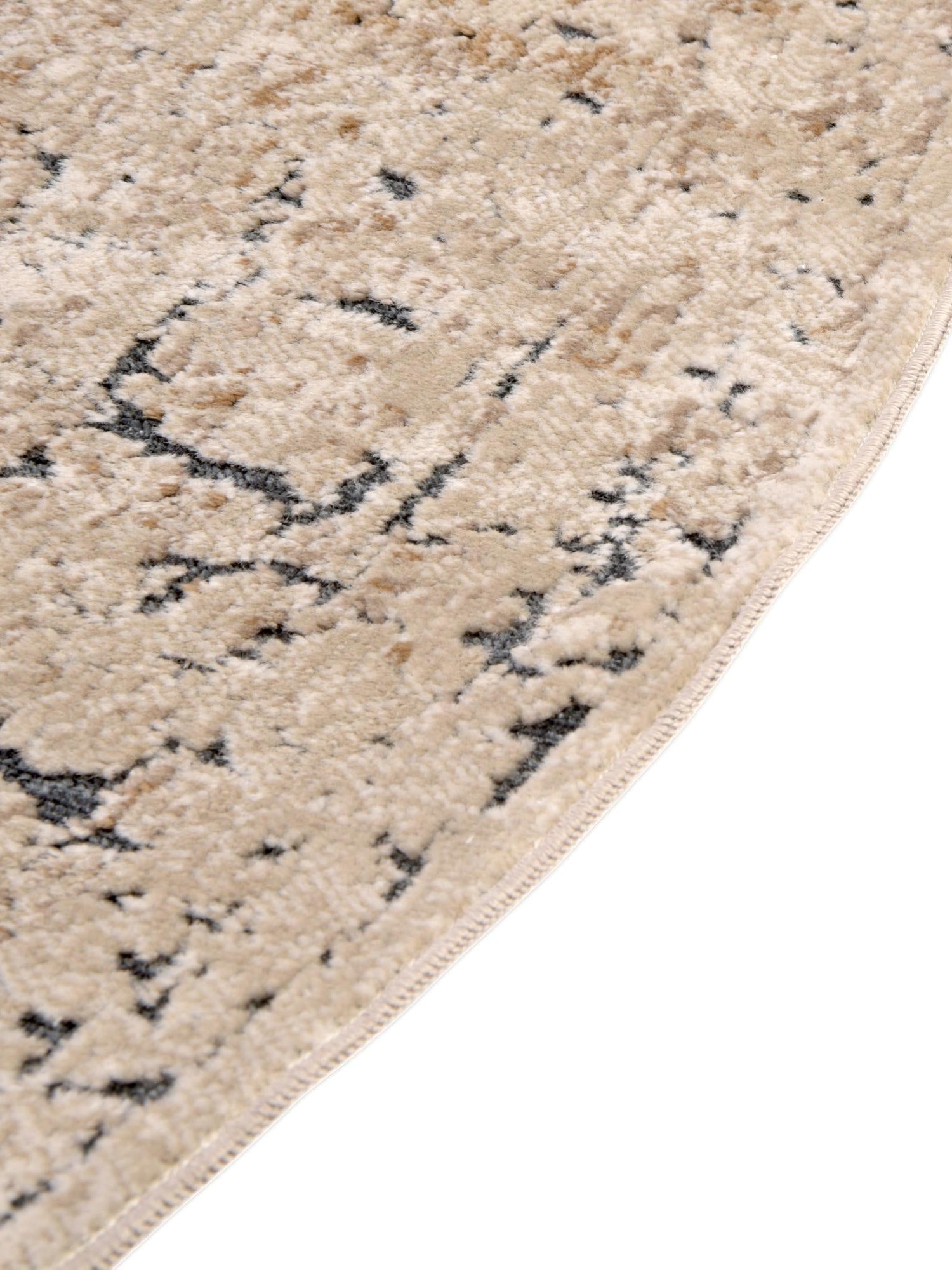 Beige 7' 10 x 7' 10 Chateau Round Area Rug 85% Polypropylene & 15% Chenille With Cotton Backing Traditional Vintage Distressed Carpet for Classical Interior Design Decorating for Sale at Rug Engine