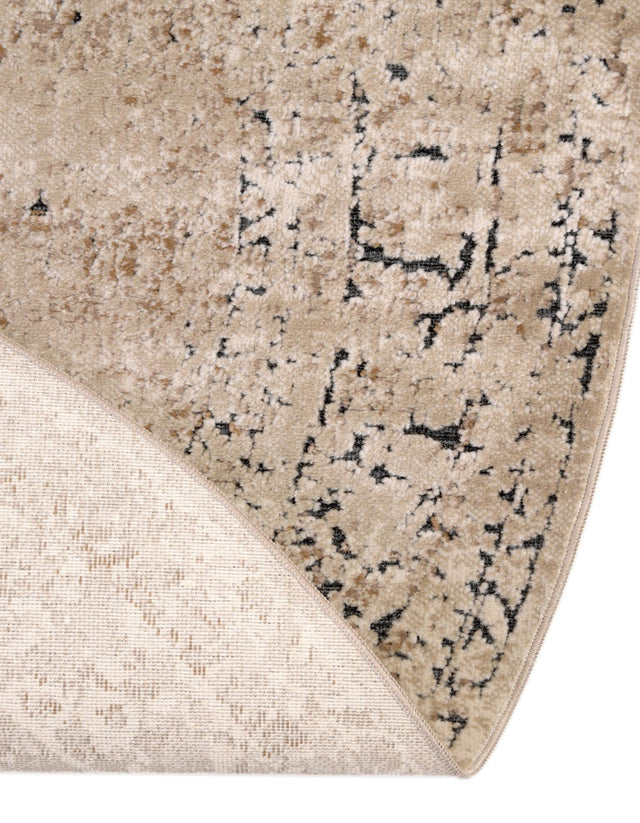 Beige 4' 1 x 4' 1 Chateau Round Area Rug 85% Polypropylene & 15% Chenille With Cotton Backing Traditional Vintage Distressed Carpet for Classical Interior Design Decorating for Sale at Rug Engine