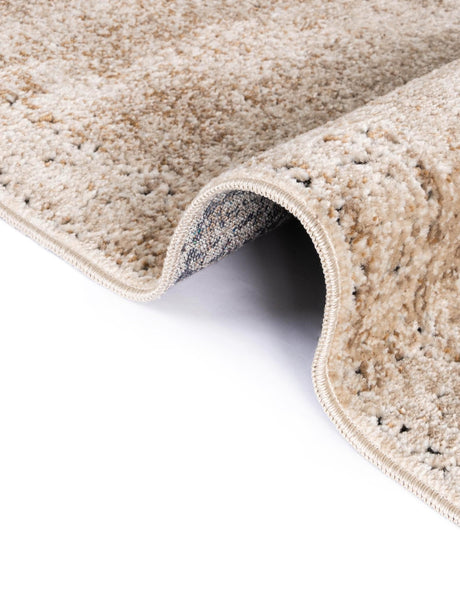 Beige 4' 1 x 4' 1 Chateau Round Area Rug 85% Polypropylene & 15% Chenille With Cotton Backing Traditional Vintage Distressed Carpet for Classical Interior Design Decorating for Sale at Rug Engine