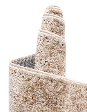 Beige 4' 1 x 4' 1 Chateau Round Area Rug 85% Polypropylene & 15% Chenille With Cotton Backing Traditional Vintage Distressed Carpet for Classical Interior Design Decorating for Sale at Rug Engine