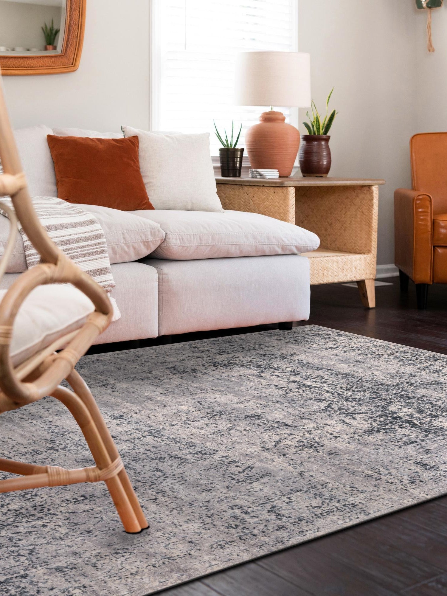 Blue Gray 9' x 12' Chateau Rectangle Area Rug 85% Polypropylene & 15% Chenille With Cotton Backing Traditional Vintage Distressed Carpet for Classical Interior Design Decorating for Sale at Rug Engine