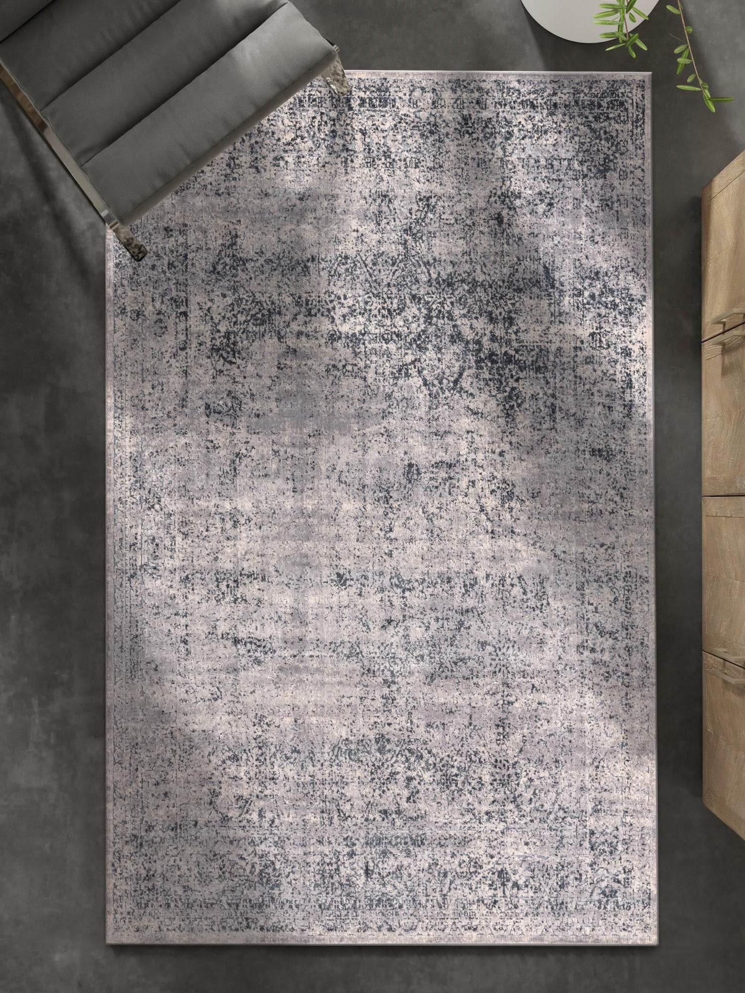 Blue Gray 9' x 12' Chateau Rectangle Area Rug 85% Polypropylene & 15% Chenille With Cotton Backing Traditional Vintage Distressed Carpet for Classical Interior Design Decorating for Sale at Rug Engine