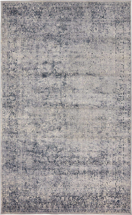 Blue Gray 5' 3 x 8' Chateau Rectangle Area Rug 85% Polypropylene & 15% Chenille With Cotton Backing Traditional Vintage Distressed Carpet for Classical Interior Design Decorating for Sale at Rug Engine