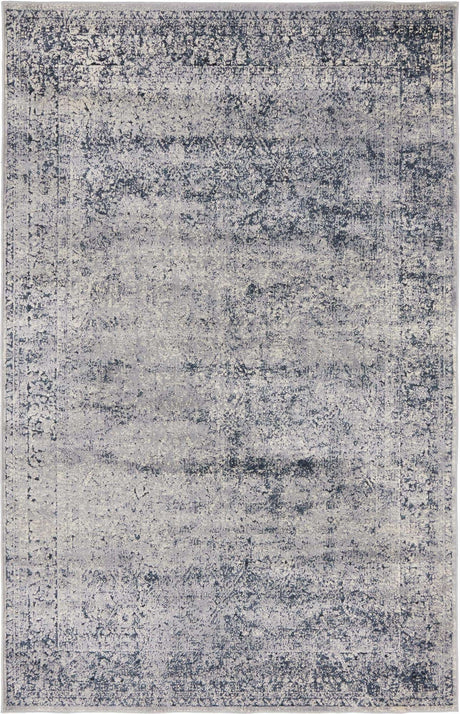 Blue Gray 4' 1 x 6' 1 Chateau Rectangle Area Rug 85% Polypropylene & 15% Chenille With Cotton Backing Traditional Vintage Distressed Carpet for Classical Interior Design Decorating for Sale at Rug Engine