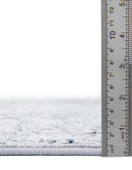 Blue Gray 4' 1 x 4' 1 Chateau Round Area Rug 85% Polypropylene & 15% Chenille With Cotton Backing Traditional Vintage Distressed Carpet for Classical Interior Design Decorating for Sale at Rug Engine