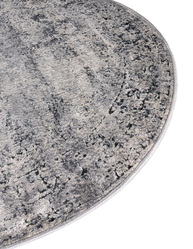 Blue Gray 5' 3 x 5' 3 Chateau Round Area Rug 85% Polypropylene & 15% Chenille With Cotton Backing Traditional Vintage Distressed Carpet for Classical Interior Design Decorating for Sale at Rug Engine
