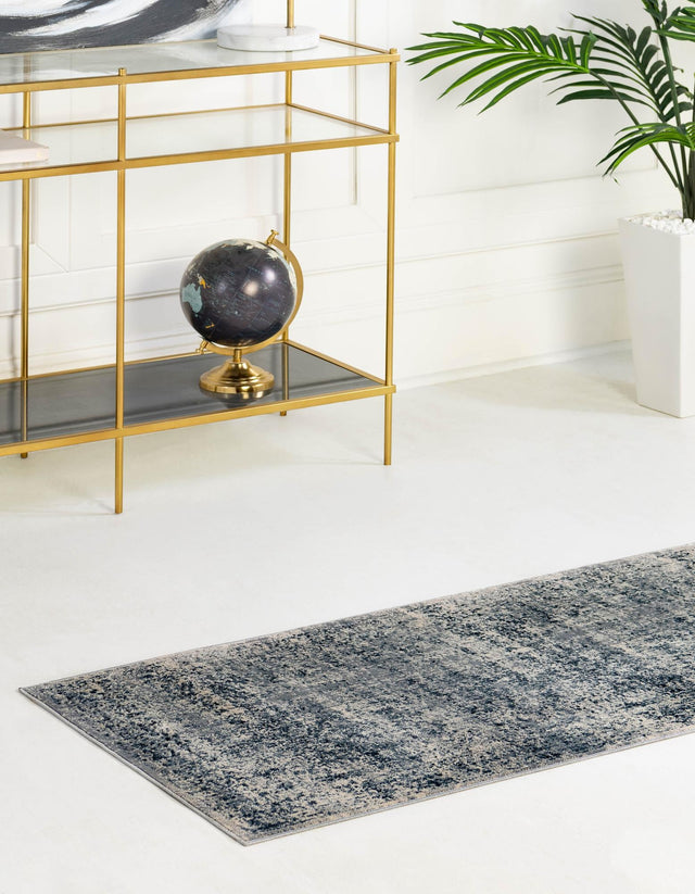 Blue Gray 2' 7 x 10' Chateau Runner Area Rug 85% Polypropylene & 15% Chenille With Cotton Backing Traditional Vintage Distressed Carpet for Classical Interior Design Decorating for Sale at Rug Engine