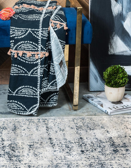 Blue Gray 3' 1 x 13' 1 Chateau Runner Area Rug 85% Polypropylene & 15% Chenille With Cotton Backing Traditional Vintage Distressed Carpet for Classical Interior Design Decorating for Sale at Rug Engine