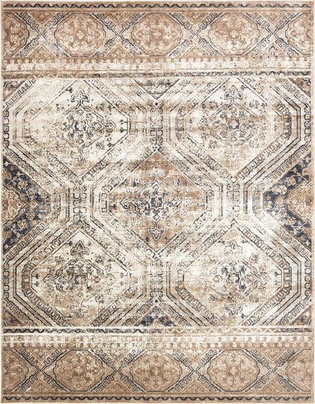 Blue Beige 7' 10 x 10' Chateau Rectangle Area Rug 85% Polypropylene & 15% Chenille With Cotton Backing Traditional Vintage Distressed Carpet for Classical Interior Design Decorating for Sale at Rug Engine