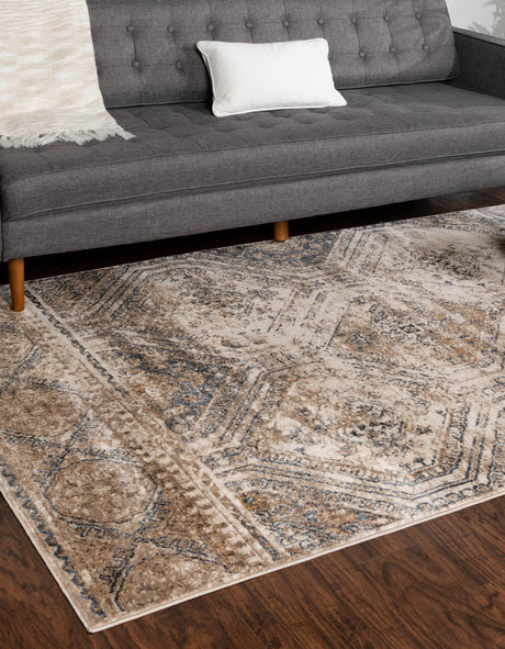 Blue Beige 10' x 14' 5 Chateau Rectangle Area Rug 85% Polypropylene & 15% Chenille With Cotton Backing Traditional Vintage Distressed Carpet for Classical Interior Design Decorating for Sale at Rug Engine