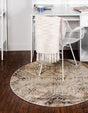 Blue Beige 7' 10 x 7' 10 Chateau Round Area Rug 85% Polypropylene & 15% Chenille With Cotton Backing Traditional Vintage Distressed Carpet for Classical Interior Design Decorating for Sale at Rug Engine