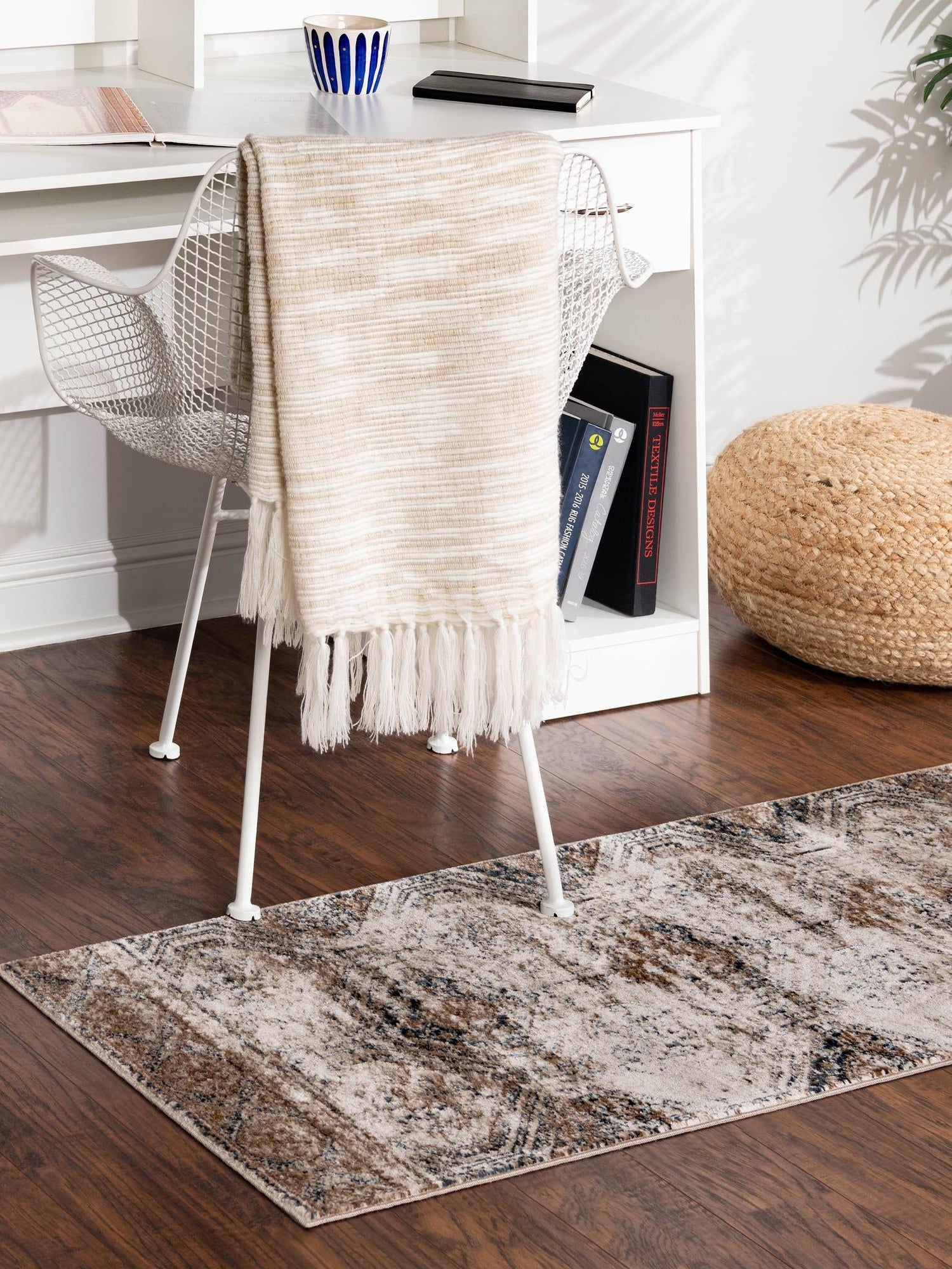 Blue Beige 3' 1 x 13' 1 Chateau Runner Area Rug 85% Polypropylene & 15% Chenille With Cotton Backing Traditional Vintage Distressed Carpet for Classical Interior Design Decorating for Sale at Rug Engine