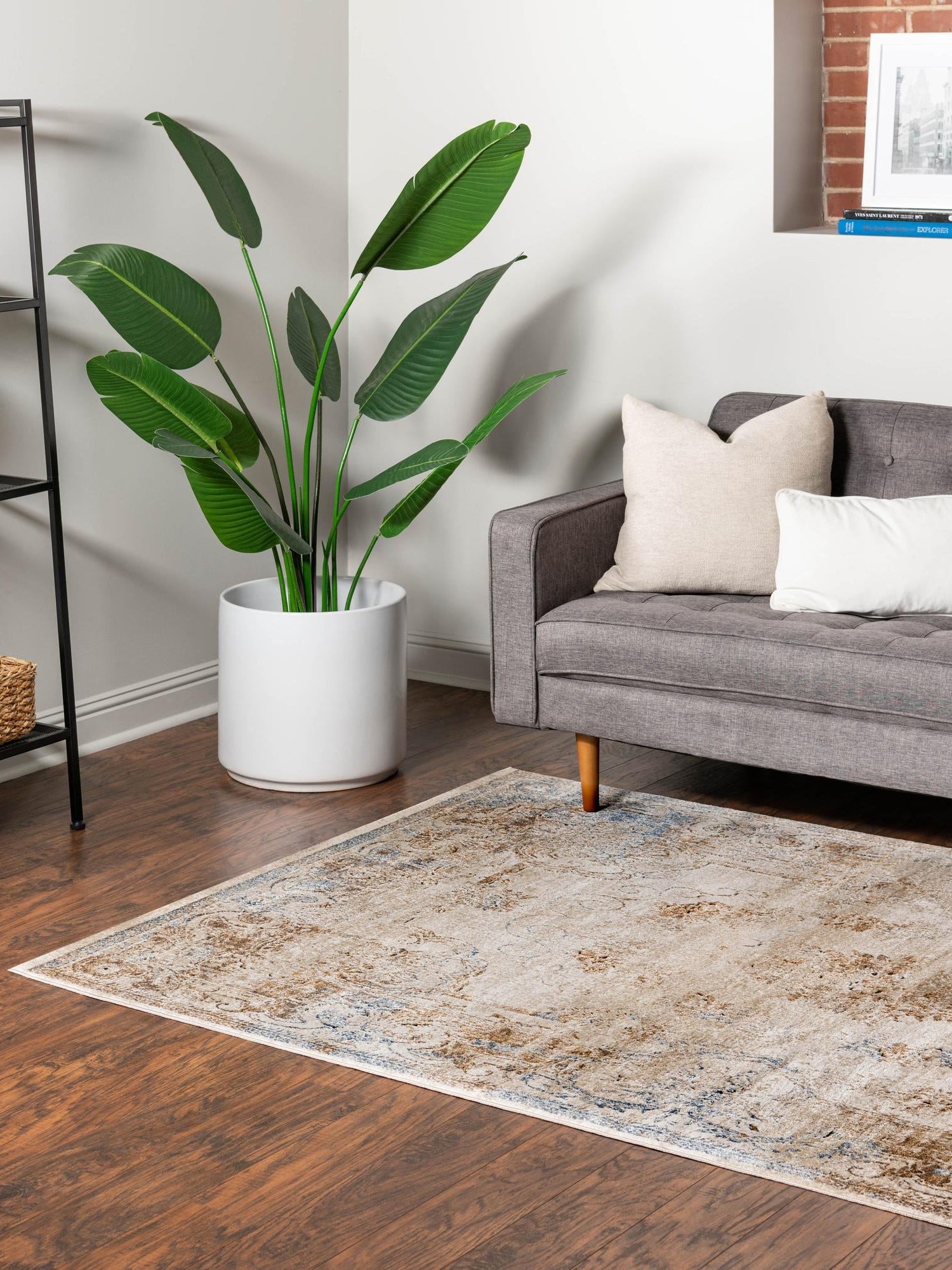 Blue Cream 3' 1 x 5' 3 Chateau Rectangle Area Rug 85% Polypropylene & 15% Chenille With Cotton Backing Traditional Vintage Distressed Carpet for Classical Interior Design Decorating for Sale at Rug Engine