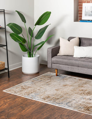 Blue Cream 5' 1 x 8' Chateau Rectangle Rug