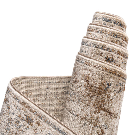 Blue Cream 2' x 8' Chateau Runner Area Rug 85% Polypropylene & 15% Chenille With Cotton Backing Traditional Vintage Distressed Carpet for Classical Interior Design Decorating for Sale at Rug Engine