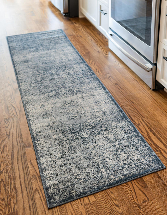 Dark Blue 2' x 6' 9 Chateau Runner Area Rug 85% Polypropylene & 15% Chenille With Cotton Backing Traditional Vintage Distressed Carpet for Classical Interior Design Decorating for Sale at Rug Engine