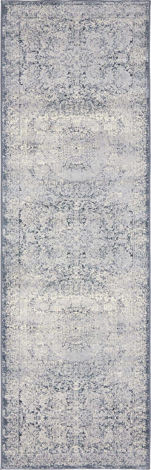 Dark Blue 2' x 6' 9 Chateau Runner Area Rug 85% Polypropylene & 15% Chenille With Cotton Backing Traditional Vintage Distressed Carpet for Classical Interior Design Decorating for Sale at Rug Engine