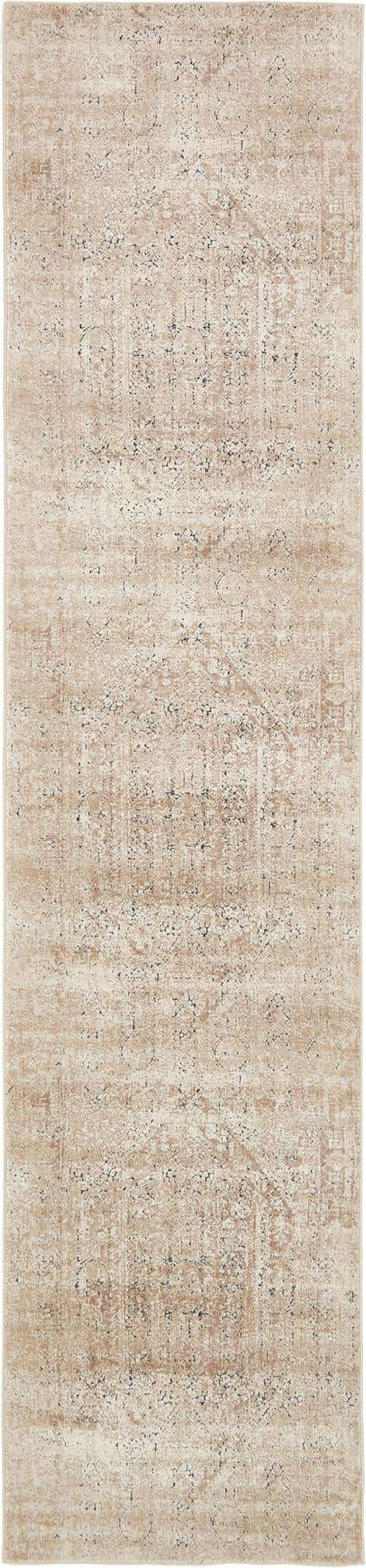 Beige 3' 1 x 13' 1 Chateau Runner Area Rug 85% Polypropylene & 15% Chenille With Cotton Backing Traditional Vintage Distressed Carpet for Classical Interior Design Decorating for Sale at Rug Engine