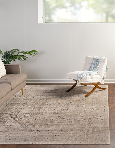 Beige 7' 10 x 10' Chateau Rectangle Area Rug 85% Polypropylene & 15% Chenille With Cotton Backing Traditional Vintage Distressed Carpet for Classical Interior Design Decorating for Sale at Rug Engine