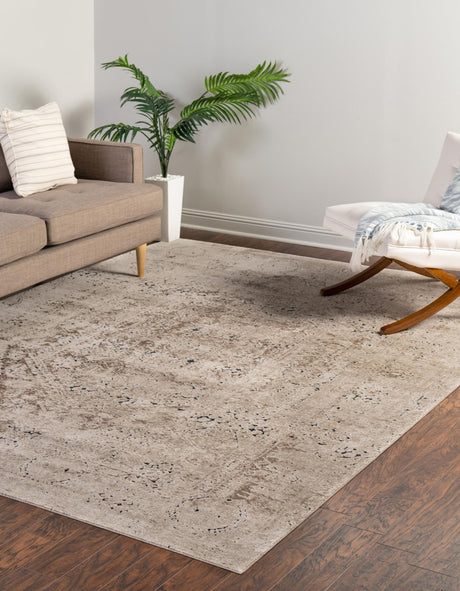 Beige 6' 1 x 9' Chateau Rectangle Area Rug 85% Polypropylene & 15% Chenille With Cotton Backing Traditional Vintage Distressed Carpet for Classical Interior Design Decorating for Sale at Rug Engine