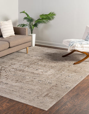 Beige 7' 10 x 11' Chateau Rectangle Area Rug 85% Polypropylene & 15% Chenille With Cotton Backing Traditional Vintage Distressed Carpet for Classical Interior Design Decorating for Sale at Rug Engine