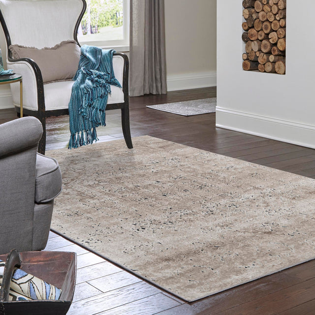 Beige 4' 1 x 6' 1 Chateau Rectangle Area Rug 85% Polypropylene & 15% Chenille With Cotton Backing Traditional Vintage Distressed Carpet for Classical Interior Design Decorating for Sale at Rug Engine