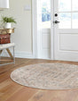 Beige 4' 1 x 4' 1 Chateau Round Area Rug 85% Polypropylene & 15% Chenille With Cotton Backing Traditional Vintage Distressed Carpet for Classical Interior Design Decorating for Sale at Rug Engine