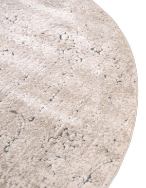 Beige 4' 1 x 4' 1 Chateau Round Area Rug 85% Polypropylene & 15% Chenille With Cotton Backing Traditional Vintage Distressed Carpet for Classical Interior Design Decorating for Sale at Rug Engine