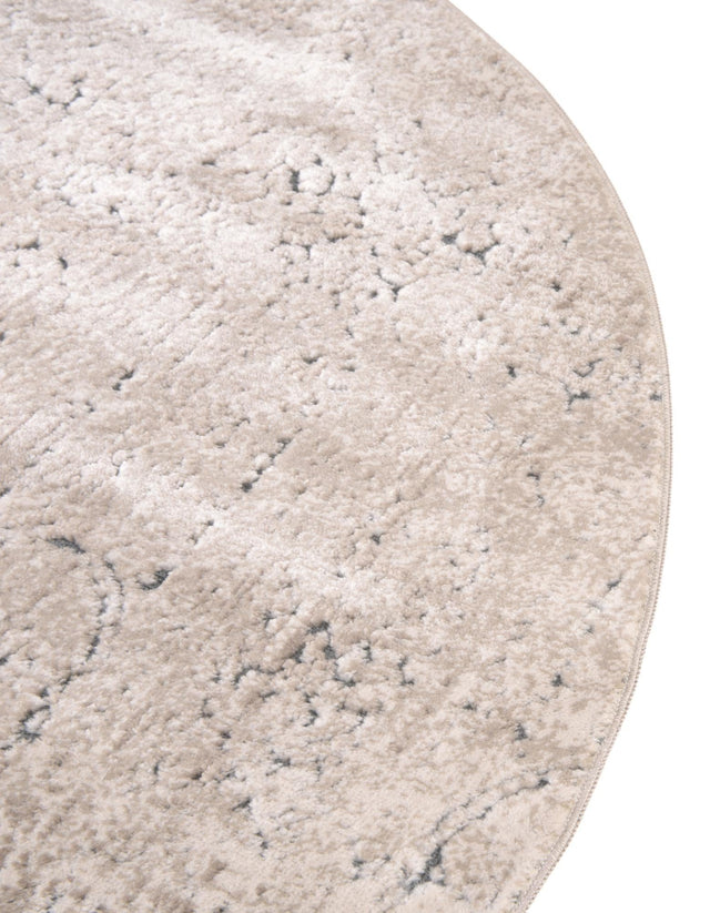 Beige 4' 1 x 4' 1 Chateau Round Area Rug 85% Polypropylene & 15% Chenille With Cotton Backing Traditional Vintage Distressed Carpet for Classical Interior Design Decorating for Sale at Rug Engine