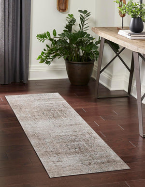 Beige 2' 7 x 10' Chateau Runner Area Rug 85% Polypropylene & 15% Chenille With Cotton Backing Traditional Vintage Distressed Carpet for Classical Interior Design Decorating for Sale at Rug Engine