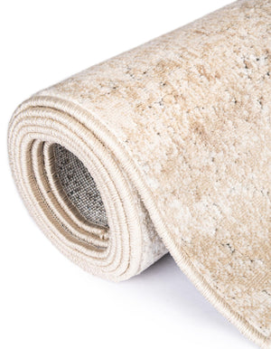 Beige 2' x 8' Chateau Runner Area Rug 85% Polypropylene & 15% Chenille With Cotton Backing Traditional Vintage Distressed Carpet for Classical Interior Design Decorating for Sale at Rug Engine