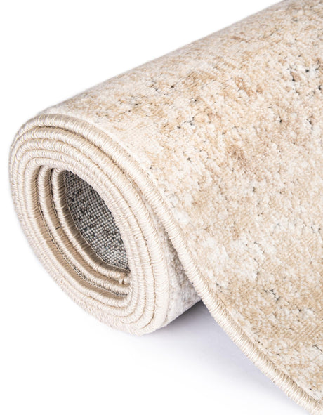 Beige 3' 1 x 13' 1 Chateau Runner Area Rug 85% Polypropylene & 15% Chenille With Cotton Backing Traditional Vintage Distressed Carpet for Classical Interior Design Decorating for Sale at Rug Engine