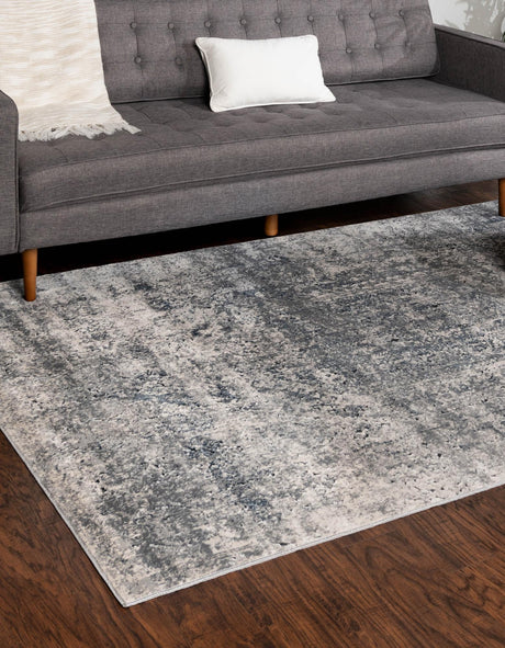 Gray 4' 1 x 6' 1 Chateau Rectangle Area Rug 85% Polypropylene & 15% Chenille With Cotton Backing Traditional Vintage Distressed Carpet for Classical Interior Design Decorating for Sale at Rug Engine