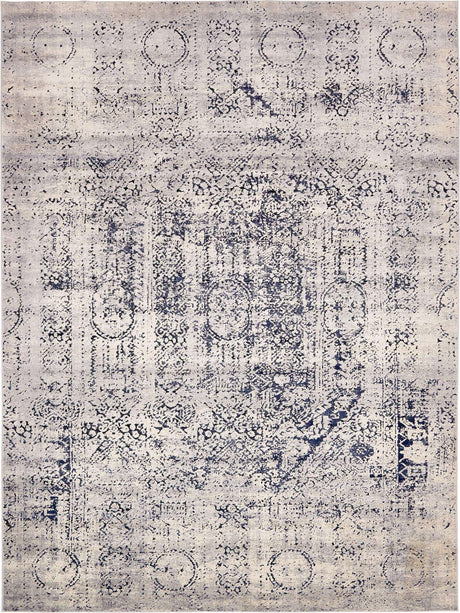 Gray 9' x 12' Chateau Rectangle Area Rug 85% Polypropylene & 15% Chenille With Cotton Backing Traditional Vintage Distressed Carpet for Classical Interior Design Decorating for Sale at Rug Engine