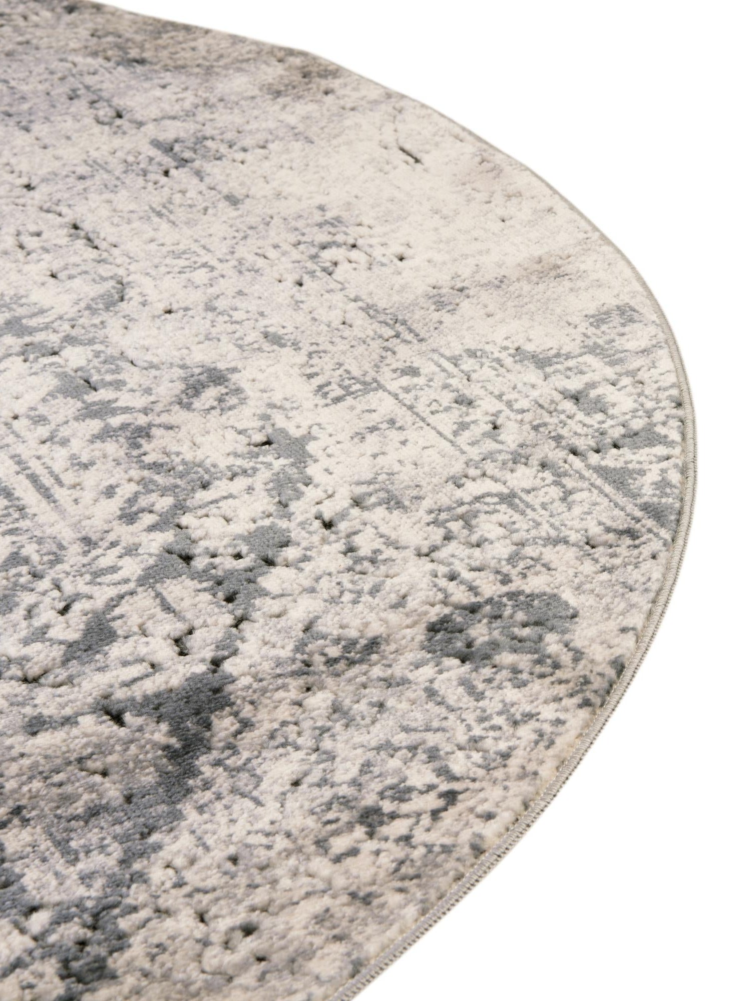 Gray 4' 1 x 4' 1 Chateau Round Area Rug 85% Polypropylene & 15% Chenille With Cotton Backing Traditional Vintage Distressed Carpet for Classical Interior Design Decorating for Sale at Rug Engine