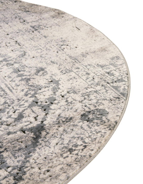 Gray 5' 3 x 5' 3 Chateau Round Area Rug 85% Polypropylene & 15% Chenille With Cotton Backing Traditional Vintage Distressed Carpet for Classical Interior Design Decorating for Sale at Rug Engine