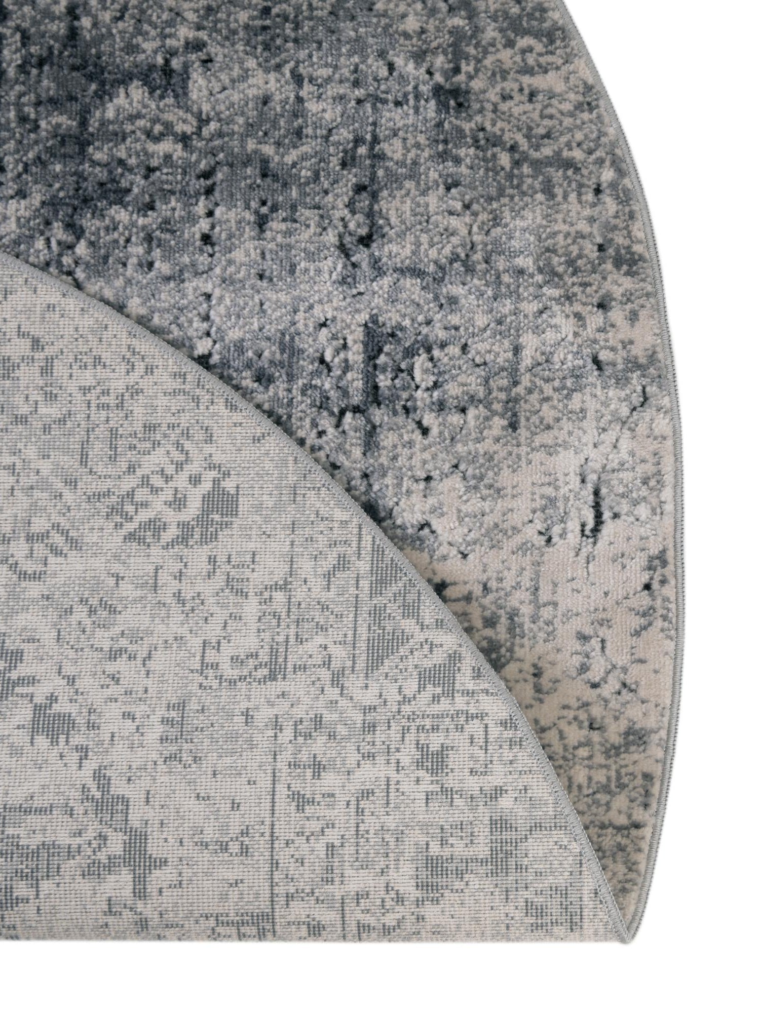 Gray 5' 3 x 5' 3 Chateau Round Area Rug 85% Polypropylene & 15% Chenille With Cotton Backing Traditional Vintage Distressed Carpet for Classical Interior Design Decorating for Sale at Rug Engine