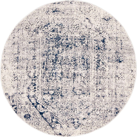 Gray 4' 1 x 4' 1 Chateau Round Area Rug 85% Polypropylene & 15% Chenille With Cotton Backing Traditional Vintage Distressed Carpet for Classical Interior Design Decorating for Sale at Rug Engine
