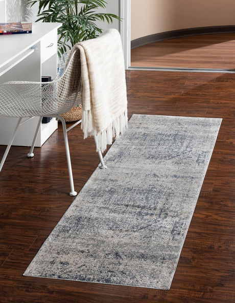 Gray 2' x 6' 9 Chateau Runner Area Rug 85% Polypropylene & 15% Chenille With Cotton Backing Traditional Vintage Distressed Carpet for Classical Interior Design Decorating for Sale at Rug Engine