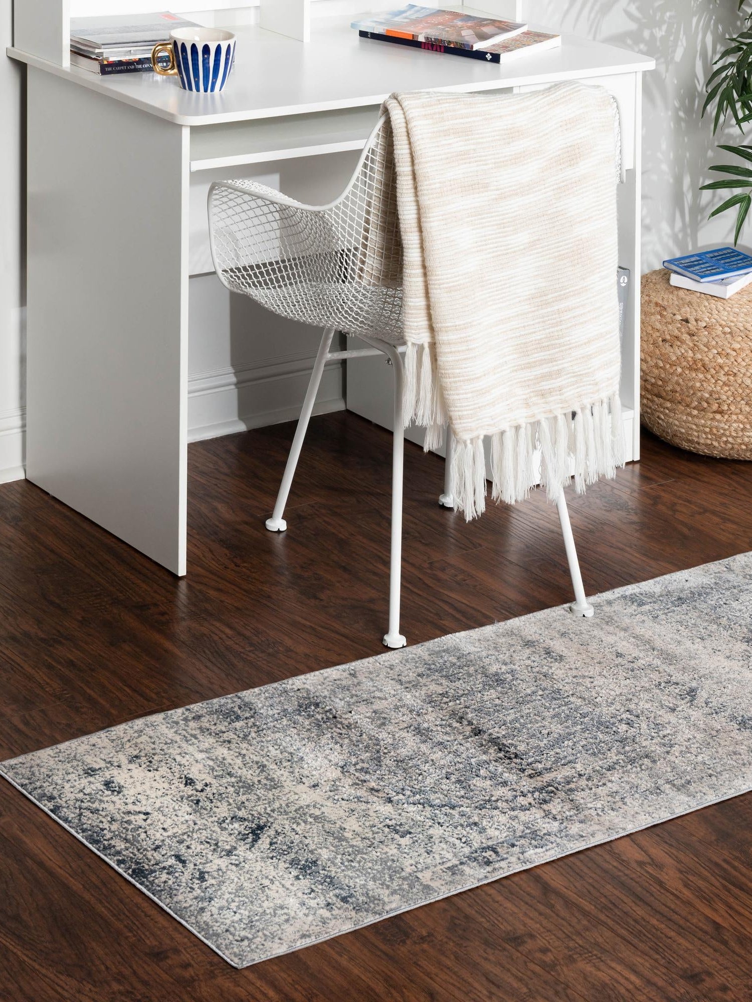 Gray 3' 1 x 13' 1 Chateau Runner Area Rug 85% Polypropylene & 15% Chenille With Cotton Backing Traditional Vintage Distressed Carpet for Classical Interior Design Decorating for Sale at Rug Engine
