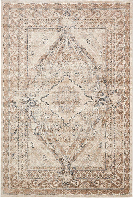 Beige 10' x 14' 5 Chateau Rectangle Area Rug 85% Polypropylene & 15% Chenille With Cotton Backing Traditional Vintage Distressed Carpet for Classical Interior Design Decorating for Sale at Rug Engine