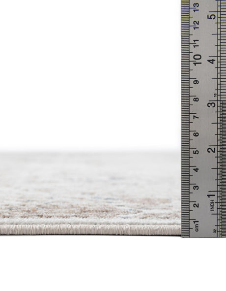 Beige 4' 1 x 4' 1 Chateau Round Area Rug 85% Polypropylene & 15% Chenille With Cotton Backing Traditional Vintage Distressed Carpet for Classical Interior Design Decorating for Sale at Rug Engine