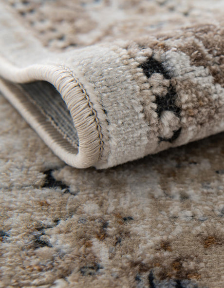 Beige 7' 10 x 7' 10 Chateau Round Area Rug 85% Polypropylene & 15% Chenille With Cotton Backing Traditional Vintage Distressed Carpet for Classical Interior Design Decorating for Sale at Rug Engine